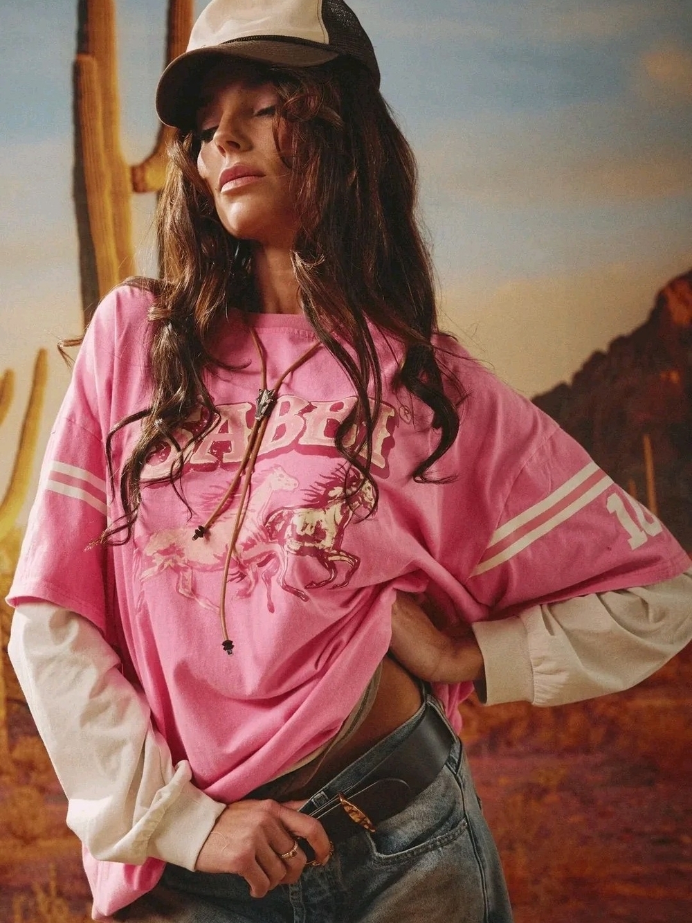 NWOT Sabbi Neigh Sayer Long Sleeve Tee in pink